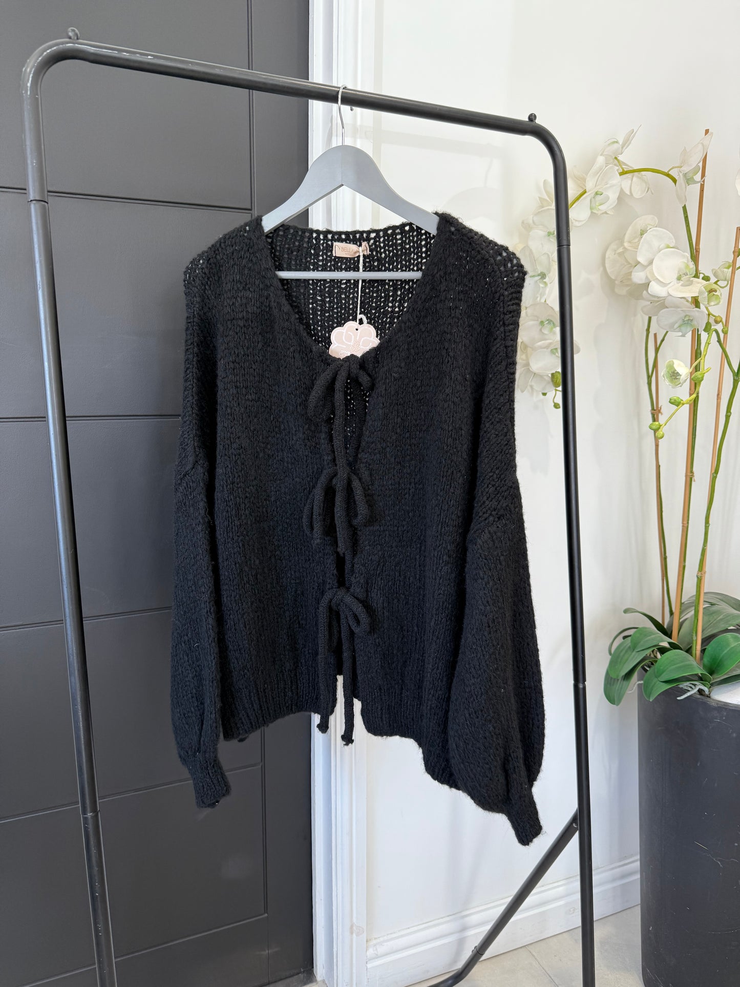 Soft knit tie cardigan