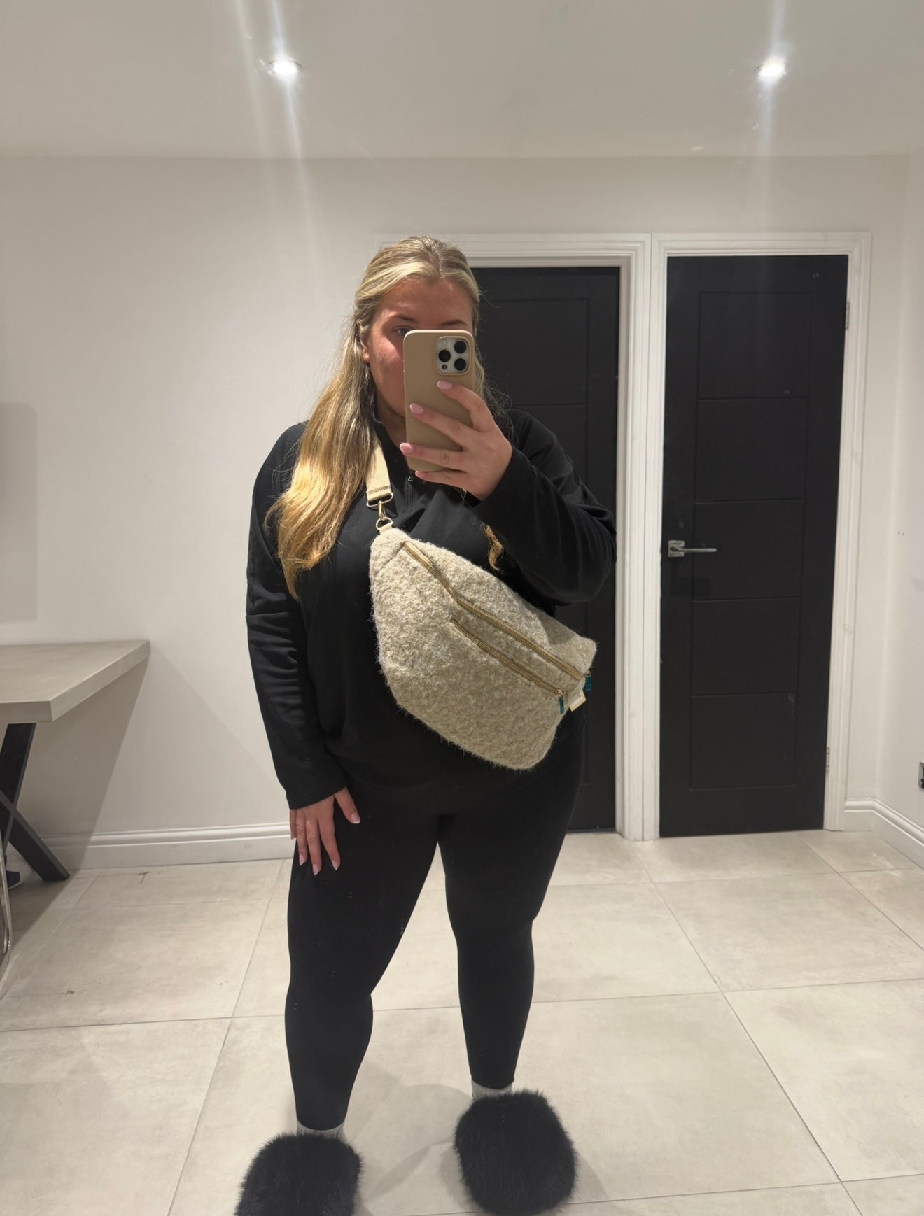 Beige Oversized Bumbag