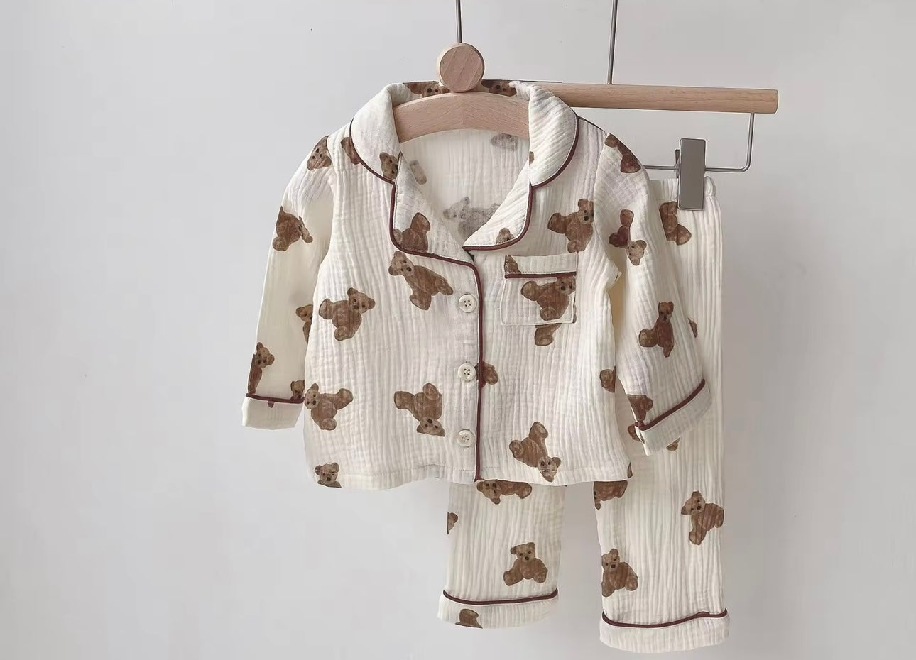 Unisex CheeseCloth Teddy Bear Pyjamas