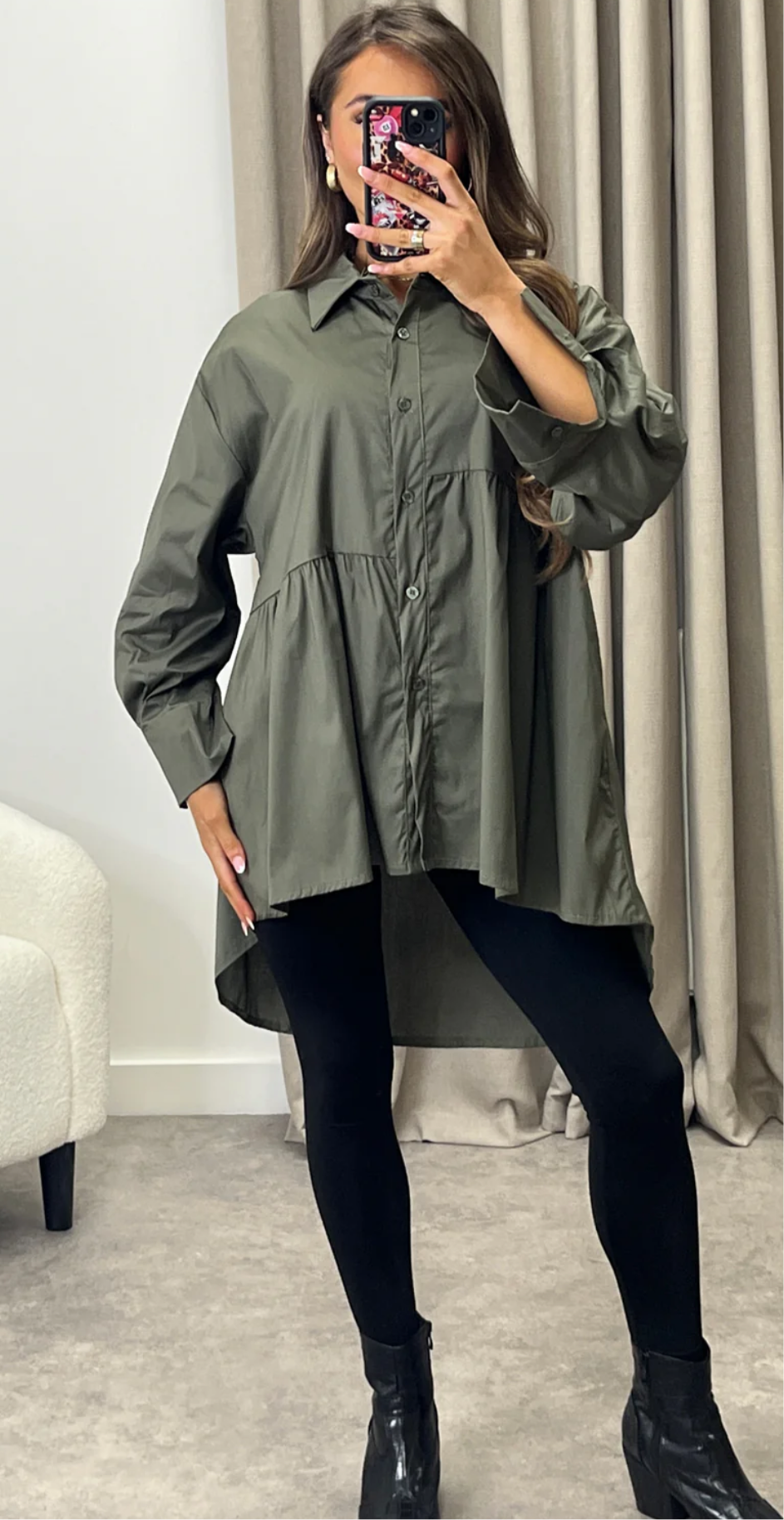 Dip Hem Oversized Shirt