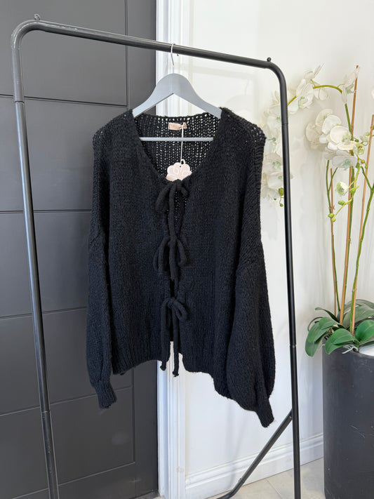 Soft knit tie cardigan